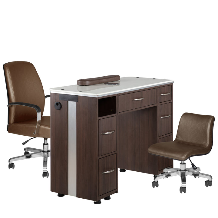 Nail Table Set - VM313 Cola chair set with Dark Walnut Table